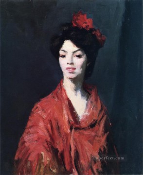 Spanish Woman in a Red Shawl portrait Ashcan School Robert Henri Oil Paintings